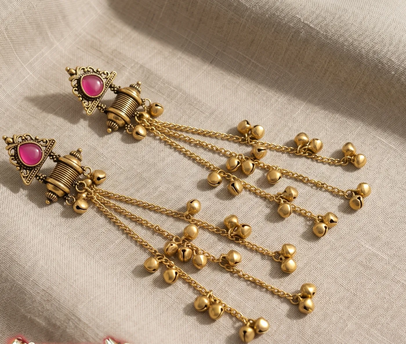 Magenta Muse Dholak Tiered Earrings